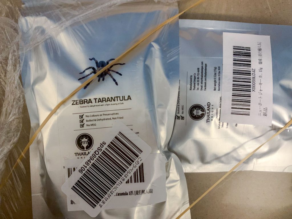 Ordered dried Zebra Tarantula