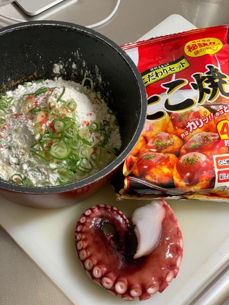 making takoyaki at home for the Natsu matsuri festival